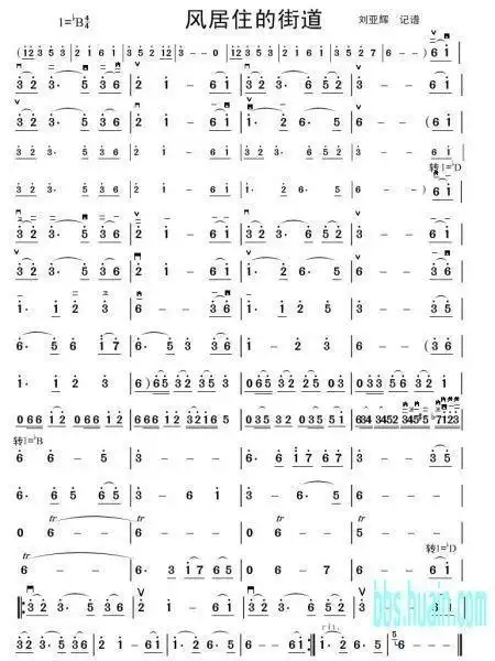 谁有《风居住的街道》二胡谱?急