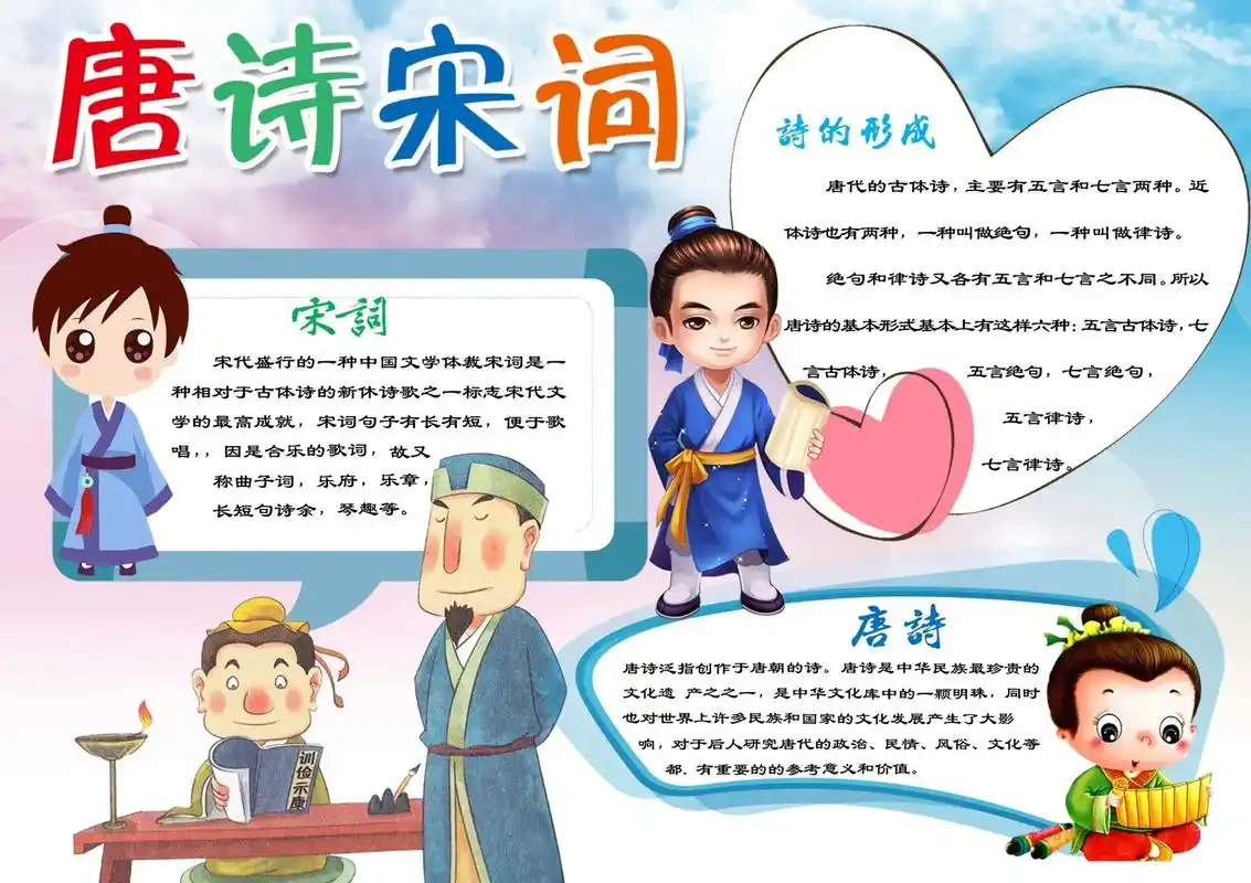 手抄报 #手抄报作业 #模板 #小报 唐诗宋词系列手抄报模 - 抖音