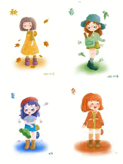 少女插画系列四季少女完成