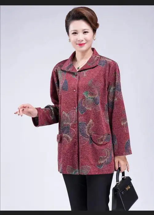 甜禧忆特体胖妈妈180斤妈妈秋装外套女长袖新款中老年女装春秋肥款