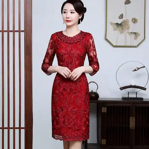 参加结婚礼妈妈装嫁女儿母亲秋季喜婆婆婚宴礼服高贵丈母娘连衣裙