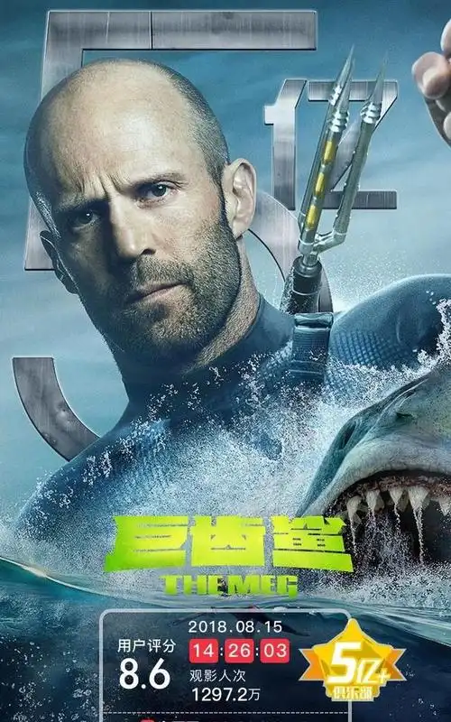 杰森斯坦森李冰冰主演巨齿鲨巨齿鲨1李冰冰和杰森斯坦森接吻