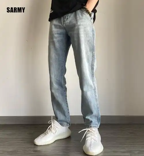 sac 椰子搭配浅色宽松薄款直筒牛仔裤男款裤子男款男士牛仔裤夏季