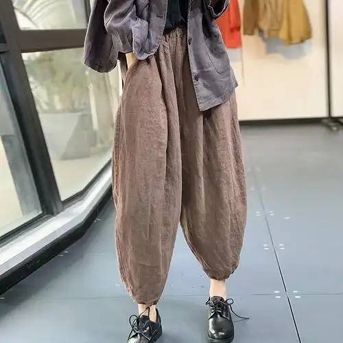 秋冬双层萝卜裤女原创文艺超宽宽松简约百搭休闲裤