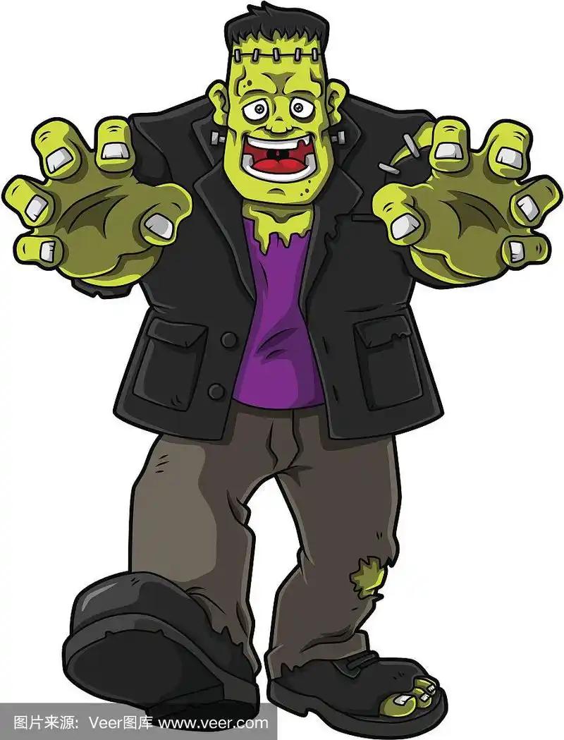 微笑的绿色僵尸怪兽