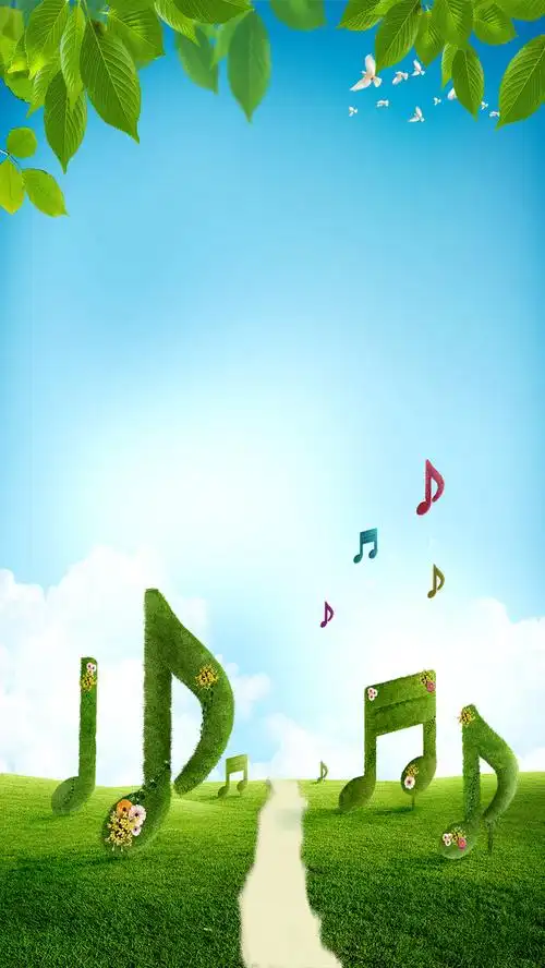 绿色清新春天音乐课外班背景素材