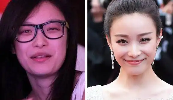 杨幂,化妆前充满学生气,化妆后,皮肤明显白了不止一个度.