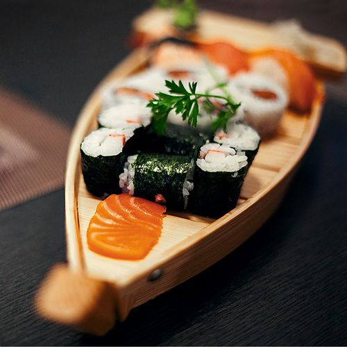 寿司船竹船木船日式刺身船干冰料理自助餐海鲜拼盘盘