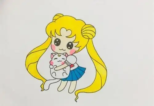 全身q版美少女战士简笔画怎么画彩色美少女战士简笔画教程画法