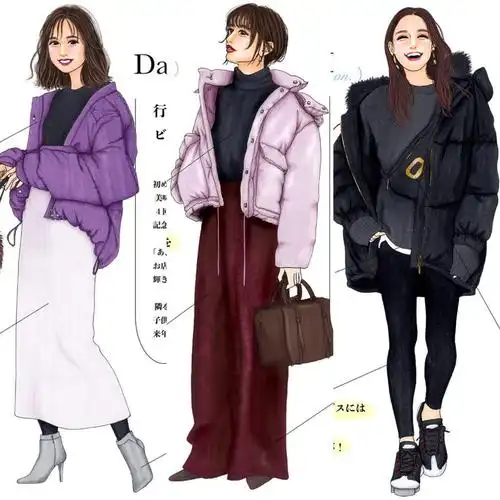 18套简约随性又不失优雅的手绘穿搭示范解决你的秋冬穿搭烦恼