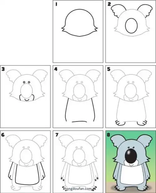 一步一步跟着画傻呼呼的树袋熊要如何画