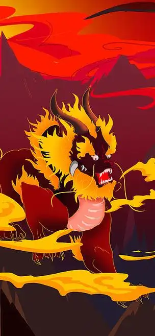 原创古风插画神兽麒麟