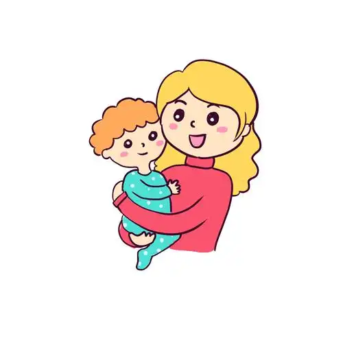 抱娃娃的妈妈母亲节插画素材