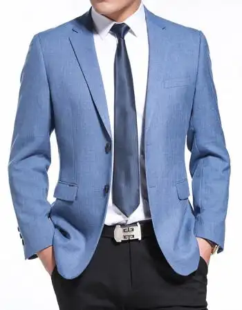 品牌男装庄雅戈尔康系列商务休闲男士单西服男修身纯色西装男 天蓝色