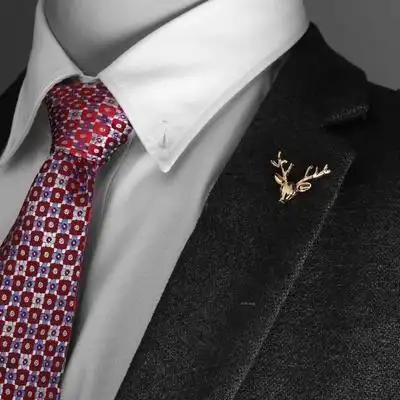 复古风立体鹿头胸针个性男西装胸花徽章领针小鹿别针扣扣针饰品