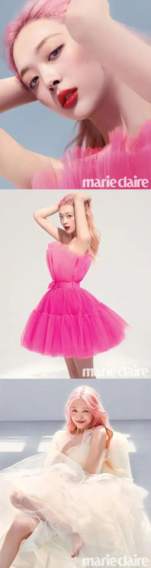 崔雪莉 | marie claire korea july 2019粉发粉裙夏日蜜桃女孩