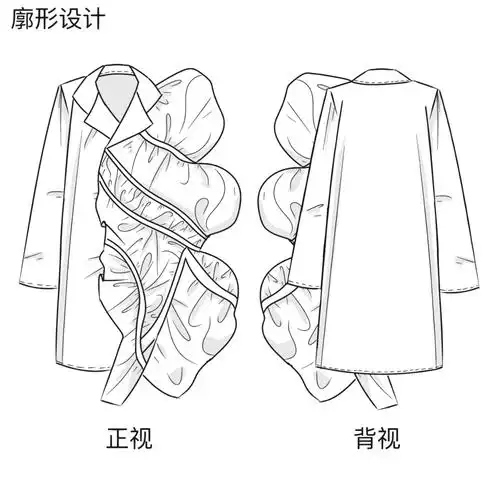 廓形设计款式图#服装款式图  #服装设计款式图  #服装款式图正反面