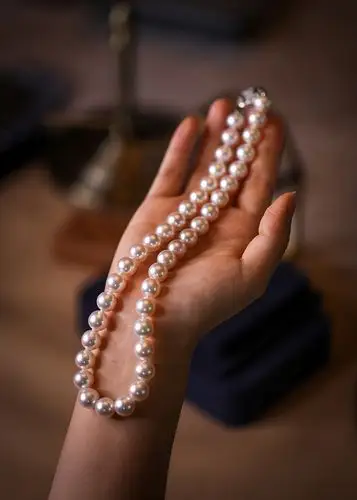 露蜜珠宝 日本akoya珍珠串10mm海水珍珠微瑕正圆强皮光