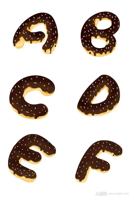 甜甜圈食物糖衣英文字