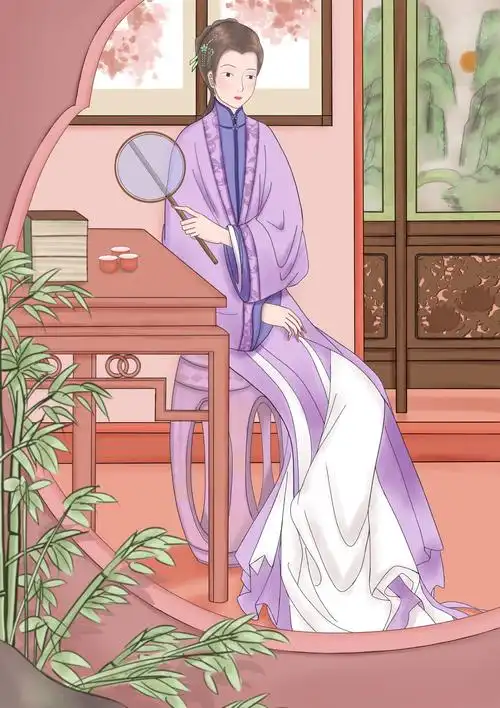 敦煌国潮中国风女子嫔妃宫女风格插画海报