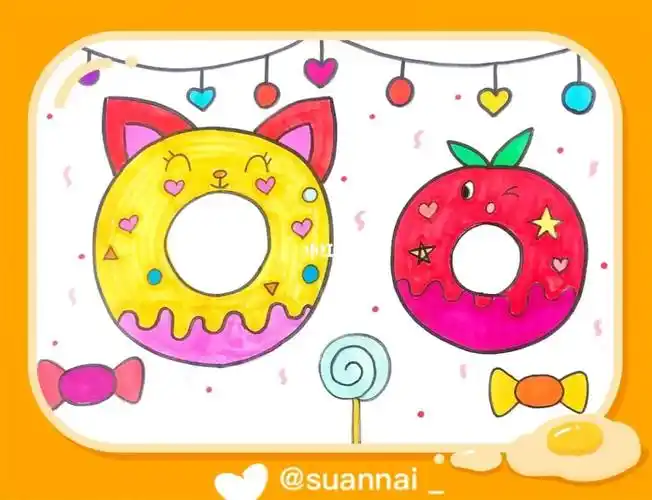 甜甜圈儿童画简笔画