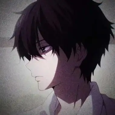 黑白动漫侧脸男生忧愁头像