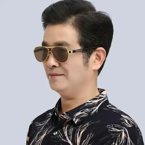 天然水晶养目眼镜男茶色石头镜平光中老年人大框水晶太阳镜礼盒装