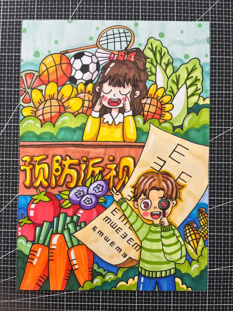 原创预防近视/爱眼护眼99主题画.