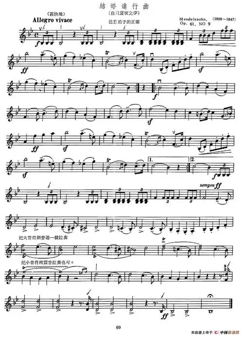 【结婚进行曲小提琴谱】结婚进行曲小提琴谱