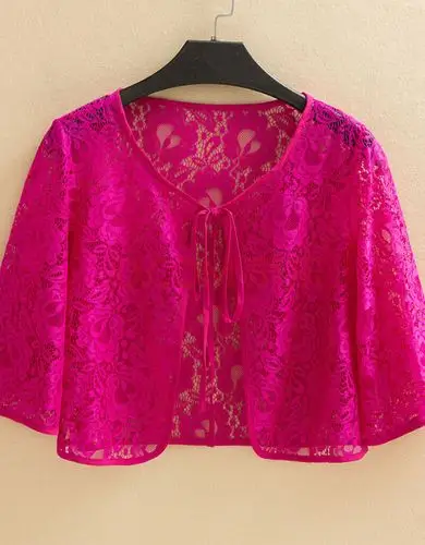 镂空蕾丝披肩短外套中青年女士夏季轻薄短款蕾丝雷丝小披肩外套中年