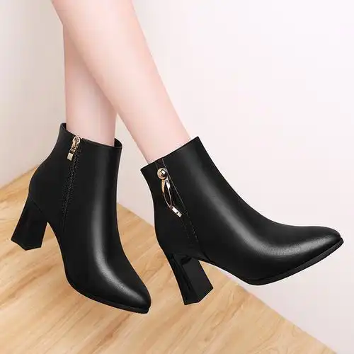 欧美短靴系鞋带