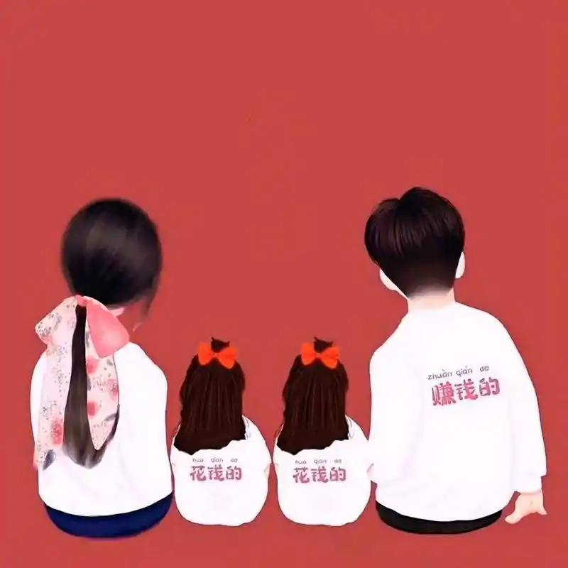 一家四口亲子头像98699969976996 童年很短,陪伴填满