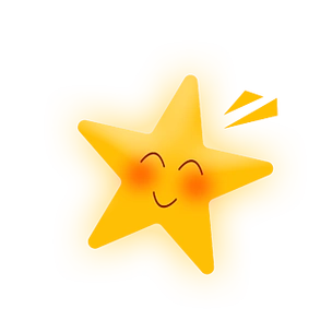 金色卡通发光趣味笑脸星星