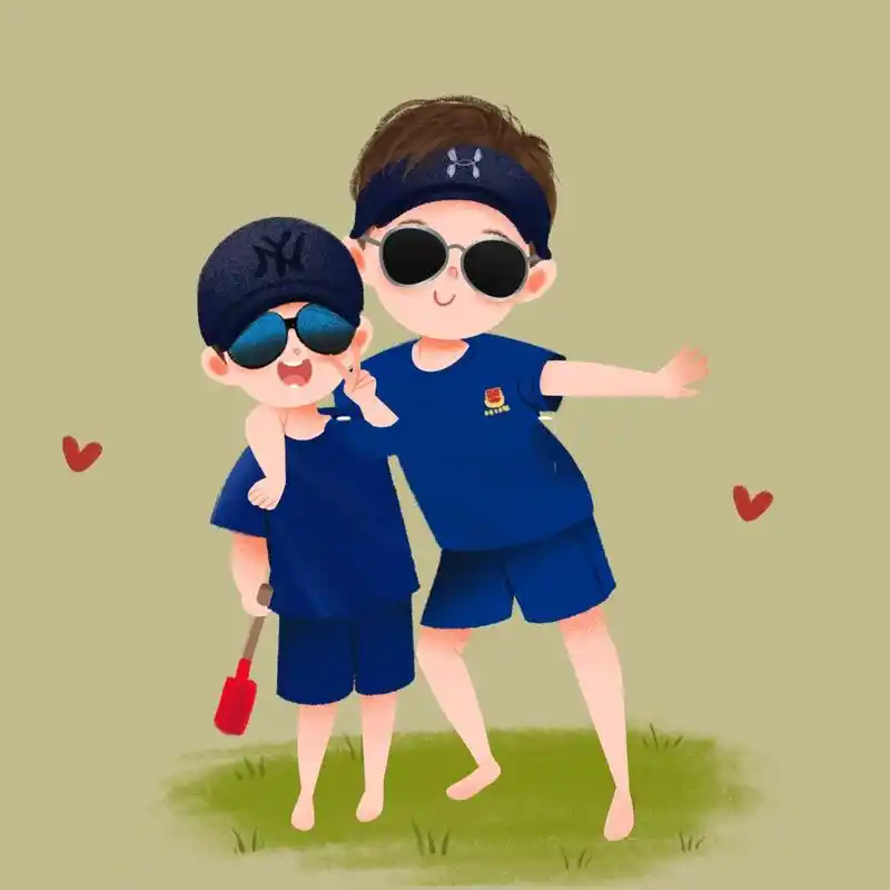 原创手绘|兄弟|兄妹|头像 生二胎三胎不是因为我有时间有90 而是有