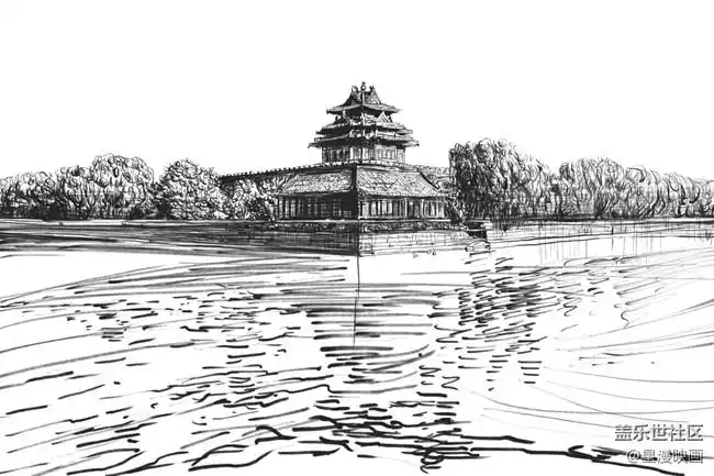 我用三星盖乐世note10画魅力北京-紫禁城角楼