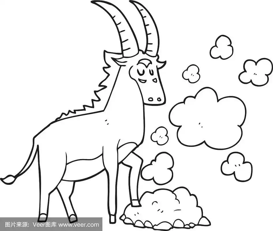 黑白卡通羚羊
