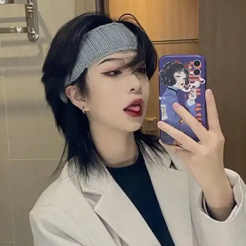 网红狼尾头假发套头头套式自然鲻鱼头短发女帅气中性时尚男生韩版