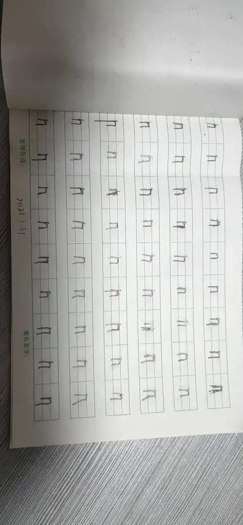 儿子写拼音作业