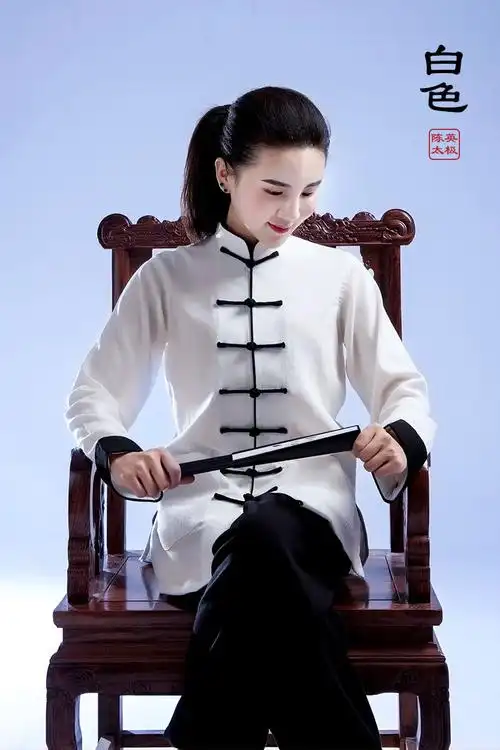陈英棉麻太极服男女秋冬季棉麻中国风武术表演练功服中老年太极拳服装