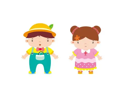 儿童插画~一对小兄妹~!