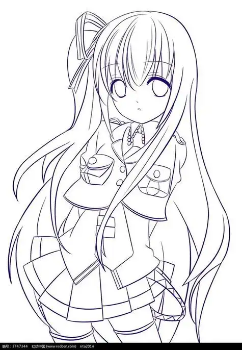 卡通长发小女孩图形动漫人物简笔画一个活泼可爱的小女孩小女孩简笔画