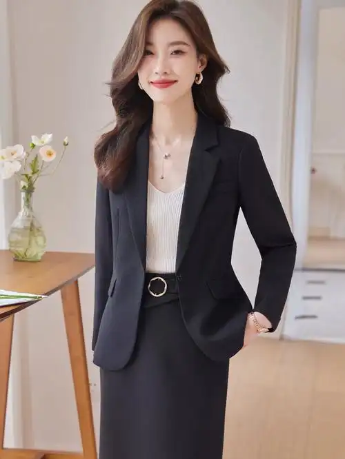 新款米白色西装场合半身裙套装女职业气质女神范高端正式2023秋装