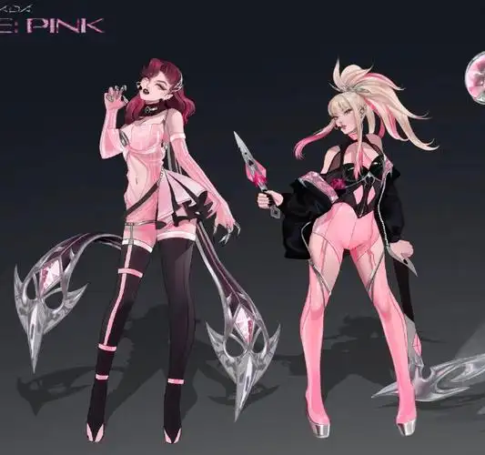 95玩家自制的kda女团回归预告,概念设计及原画作者顺序依次为:皮肤