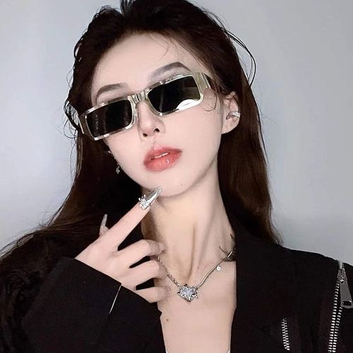 赛博朋克风长方形太阳眼镜网红男女潮人蹦迪嘻哈欧美辣妹圆脸墨镜