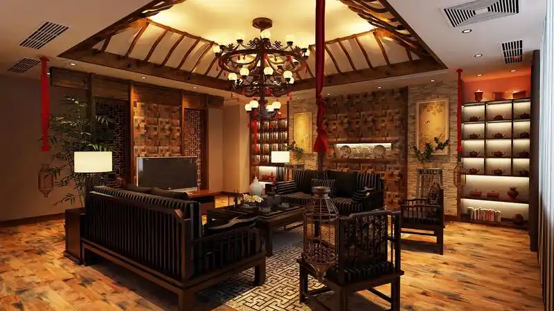 徐青瑶:私人茶室50平新中式风格室内设计效果图作品-龙铭论坛