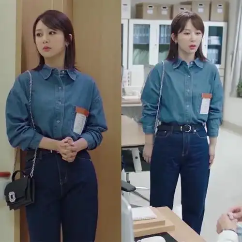余生请多指教林之校杨紫同款衣服牛仔衬衫长袖别致百搭衬衣外套潮
