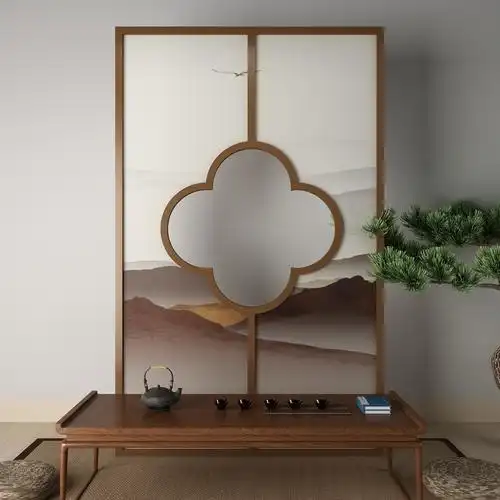 屏风中式实木镂空隔断时尚客厅玄关纱屏酒店座屏