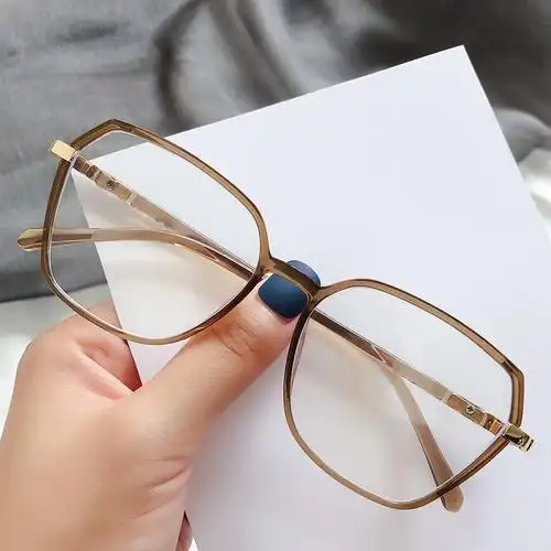 2021潮流韩风眼镜框架黑色配镜防蓝光复古六边形全框近视眼镜框