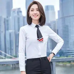 白衬衫女设计感小众高级感春秋证件照职业长袖工作服商务正装衬衣