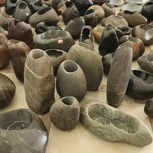 天然石头花盆鹅卵石盆栽小盆盆景菖蒲水培铜钱花盆